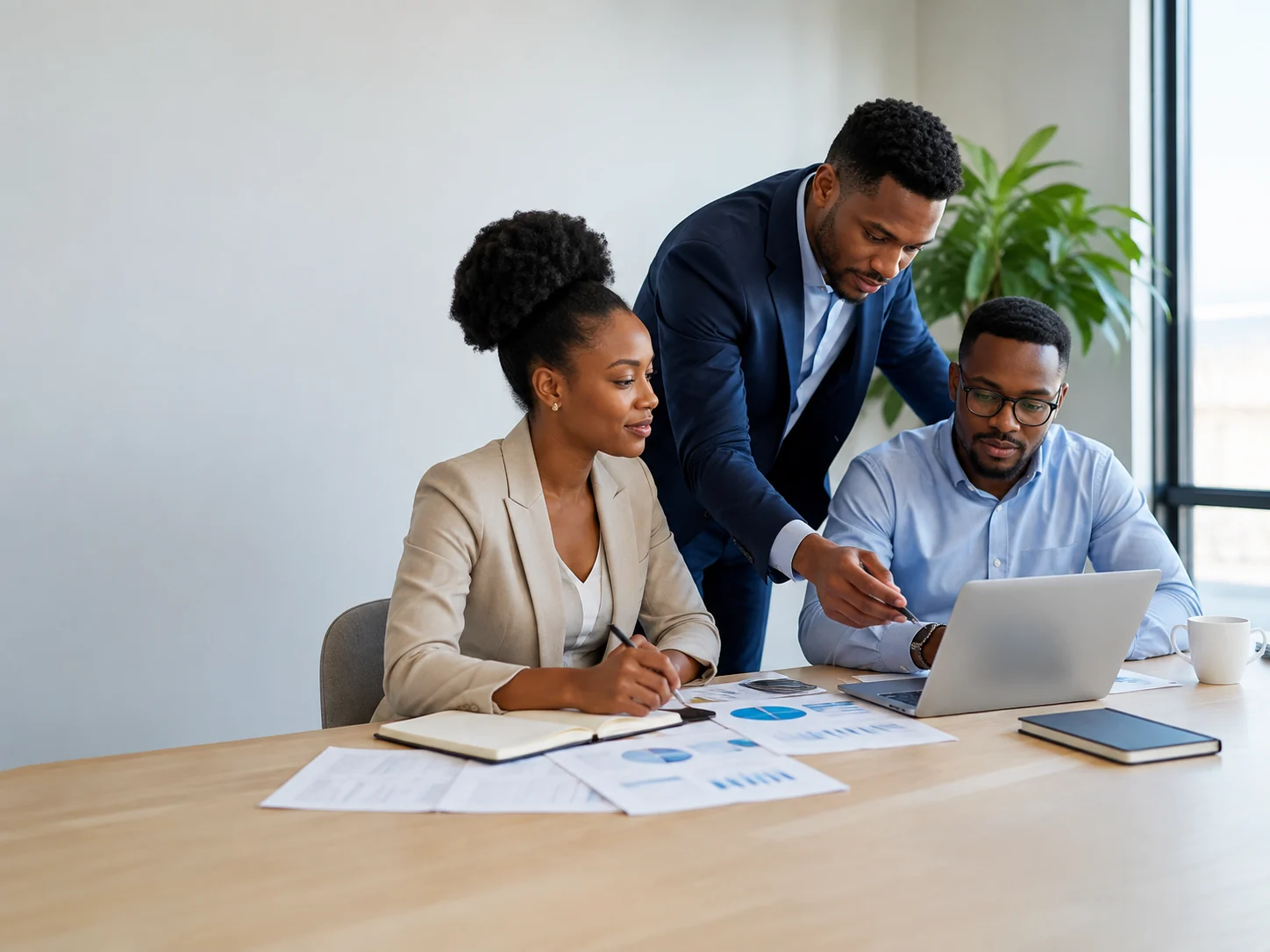 Consultores analisando informação e planeando melhorias para uma empresa